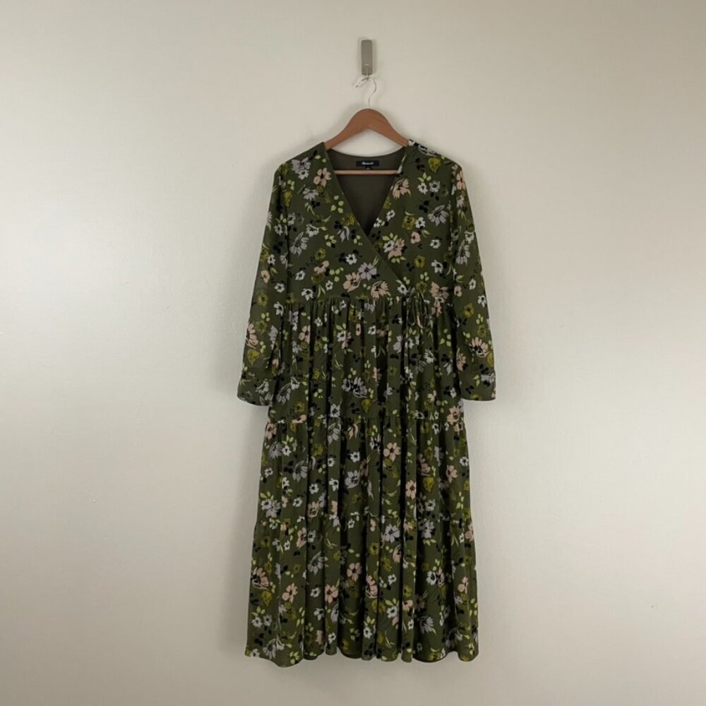 Madewell Cinch-Waist Tiered Midi Dress in Wildblooms Size Small